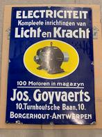 Jos Goyvaerts licht kracht XXL oud emaille reclamebord 1911, Verzamelen, Ophalen, Gebruikt, Reclamebord