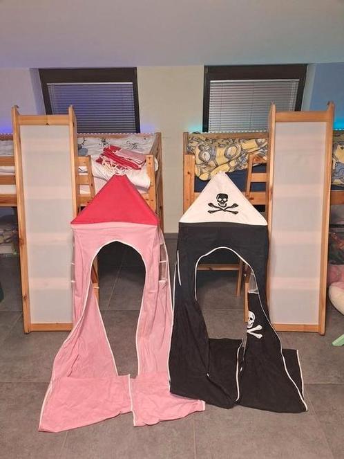 2 lits tobogan mezzanine et tour pour fille et garçon., Kinderen en Baby's, Kinderkamer | Stapelbedden en Hoogslapers, Gebruikt