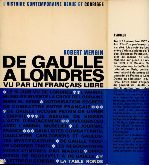 de Gaulle à Londres Mengin Robert Ed Table Ronde, Livres, Histoire & Politique, Utilisé, 20e siècle ou après, Enlèvement ou Envoi