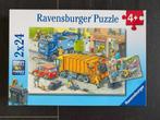 Puzzel Ravensburger 2 x 24 stuks: vuilnis en sleepwagen, Comme neuf, 10 à 50 pièces, Enlèvement, 2 à 4 ans