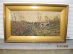 Schilderij o/p Landschap met koeien en boer, Ophalen