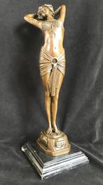 Bronzen dame armen in nek. 42cm Philips/stempel zuiver brons, Ophalen of Verzenden