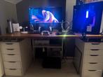 Bureau avec plan de travail en bois veritable, Ophalen, Zo goed als nieuw, Bureau