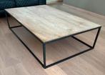Smeedijzeren salontafel met eiken blad, Huis en Inrichting, Tafels | Salontafels, Ophalen, 100 tot 150 cm, Eikenhout, 50 tot 100 cm