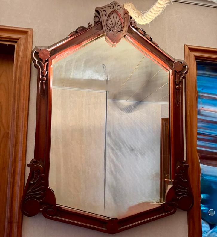 Spiegel met massief houten kader, Antiek en Kunst, Antiek | Spiegels, Overige vormen, Ophalen