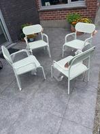 Lage metalen tuinstoelen in pastelgroene kleur, Tuin en Terras, Tuinstoelen, Ophalen, Nieuw, Metaal, Stapelbaar