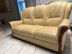 Beige leren zetel te koop, Huis en Inrichting, Zetels | Zetels, Ophalen, Gebruikt, 150 tot 200 cm, Driepersoons