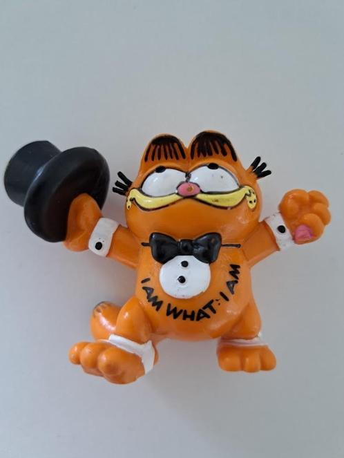 Vintage Bully - Garfield met hoed in de hand, Verzamelen, Poppetjes en Figuurtjes, Zo goed als nieuw, Ophalen of Verzenden