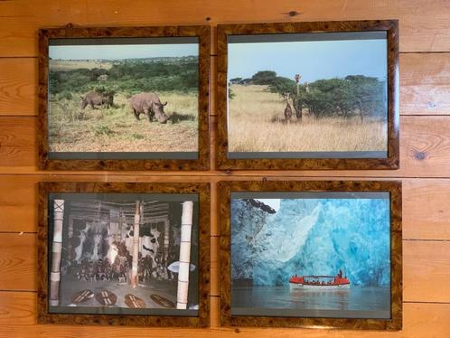 Kaders in wortelnoten hout imitatie met kunstfoto's, Antiek en Kunst, Kunst | Tekeningen en Fotografie, Ophalen of Verzenden