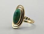 Gouden Vintage ring met edelsteen jade. 2025/66., Handtassen en Accessoires, Antieke sieraden, Ophalen of Verzenden, Goud, Ring