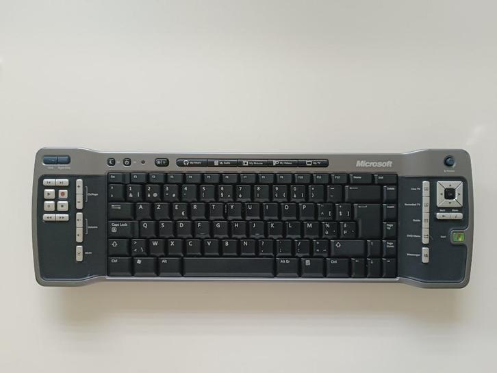 Clavier vintage Microsoft Media Center, Informatique & Logiciels, Claviers, Comme neuf, Azerty, Sans fil, Ergonomique, Touches multimédia