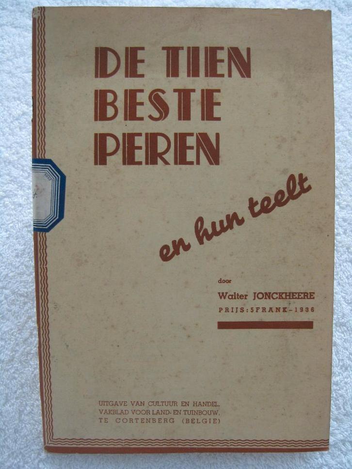 Belgische peren - Cortenberg - Jonckheere - 1936 - zeldzaam, Boeken, Geschiedenis | Nationaal, Gelezen, Ophalen of Verzenden