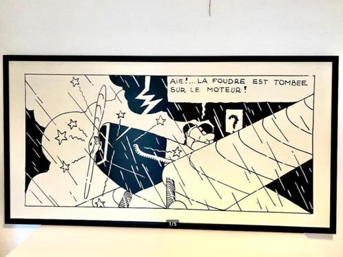 Tintin au pays des Soviets - Grand cadre sérigraphie N&B, Verzamelen, Stripfiguren, Gebruikt, Plaatje, Poster of Sticker, Kuifje
