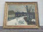 huile sur toile paysage enneige signe armand apol, Antiek en Kunst, Ophalen