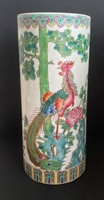 Vase rouleau Bitong porcelaine de Canton, Chine, milieu 20è, Enlèvement ou Envoi