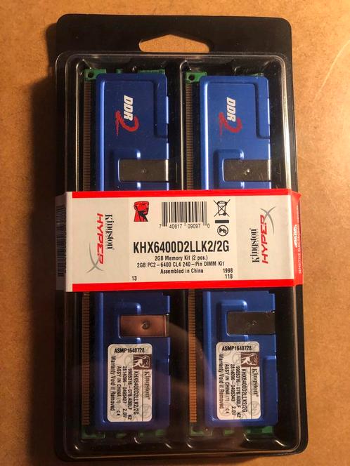 Mémoire Vive Kingston HyperX 2GB Memory Kit (2x1 pcs.), Informatique & Logiciels, Mémoire RAM, Utilisé, Desktop, 2 GB, DDR2, Enlèvement ou Envoi