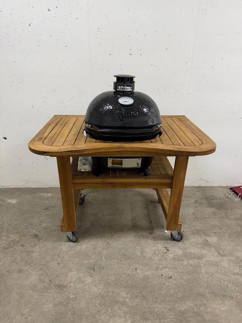 Nieuwe primo oval jr met teak tafel., Tuin en Terras, Houtskoolbarbecues, Ophalen of Verzenden