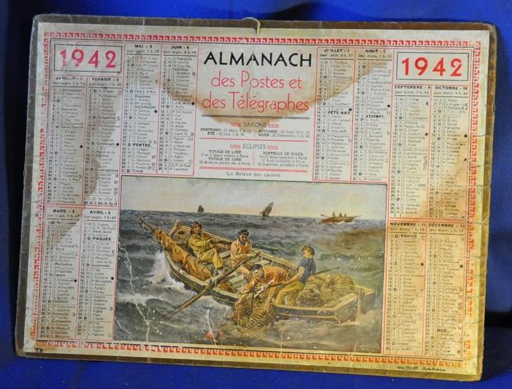 calendrier almanach des  PTT de 1942, Collections, Collections Autre, Utilisé, Enlèvement ou Envoi
