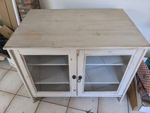 Stevige Buffetkast / TV-kast met glazen deuren & legplanken, Huis en Inrichting, Kasten | Buffetkasten, Gebruikt, Minder dan 100 cm