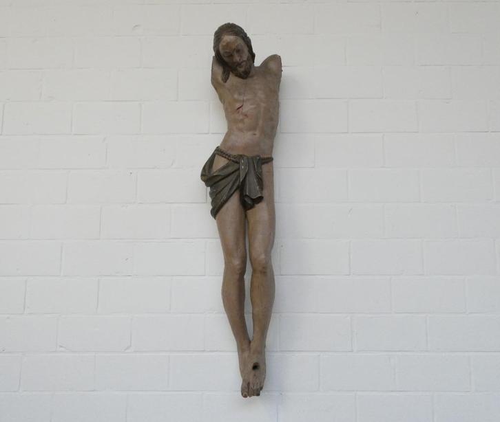 Grote polychroom houten Corpus, 18de eeuw, Antiek en Kunst, Antiek | Religieuze voorwerpen, Ophalen
