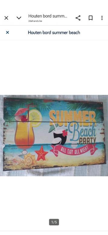 Houten bord summer beach beschikbaar voor biedingen