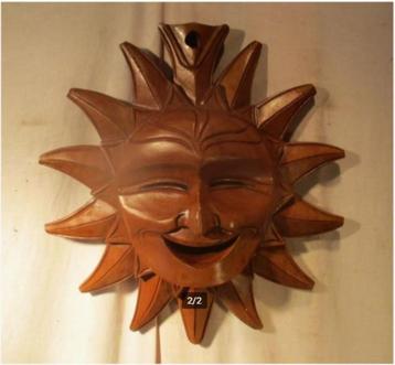 Mooi Houten Lachende Zon - 42cm beschikbaar voor biedingen