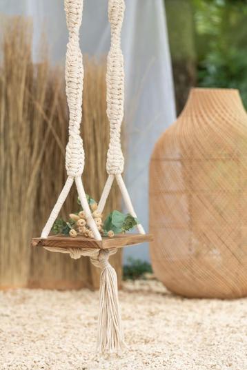 Schommel Landelijk - Shabby - Boho macramé zwart katoen/mass, Enlèvement ou Envoi, Neuf, Balançoire