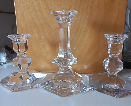 3x Val St Lambert kandelaar.
Géén haarlijntjes of chips., Antiek en Kunst, Antiek | Glaswerk en Kristal, Ophalen of Verzenden