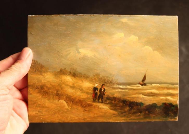 Leuk klein olieverfpaneeltje, Antiek en Kunst, Kunst | Schilderijen | Klassiek, Ophalen of Verzenden