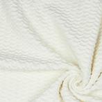 Promo! 5647) 145x50cm katoenen tricot Jacquard ecru, 120 cm of meer, Wit, Nieuw, Ophalen of Verzenden