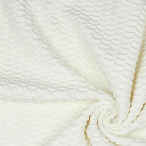 Promo! 5647) 145x50cm katoenen tricot Jacquard ecru, Hobby en Vrije tijd, Stoffen en Lappen, Nieuw, Katoen, 120 cm of meer, 30 tot 200 cm