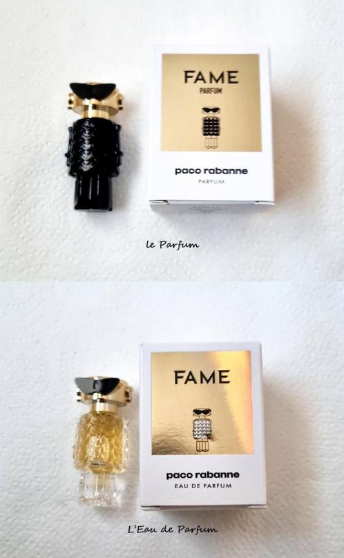 Lot 2 miniatures de parfum Fame de Paco Rabanne, Collections, Parfums, Neuf, Miniature, Plein, Envoi