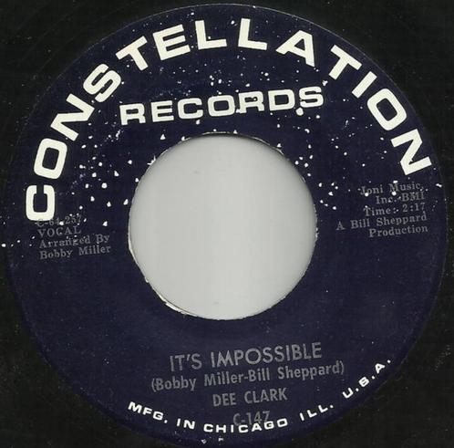 Dee Clark ‎– It's Impossible " Popcorn ' 7 ", CD & DVD, Vinyles Singles, Utilisé, Single, R&B et Soul, 7 pouces, Enlèvement ou Envoi