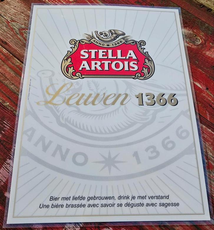 Stella Artois publiciteitsbord, Verzamelen, Biermerken, Zo goed als nieuw, Stella Artois, Ophalen of Verzenden