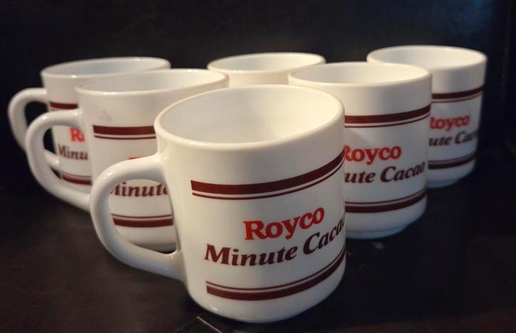 Vintage Royco Minute Cacao mok (6 stuks), Collections, Marques & Objets publicitaires, Ustensile, Enlèvement ou Envoi