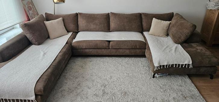 Bruine  sofa  U vorm in top staat, Huis en Inrichting, Zetels | Complete zithoeken, Ophalen