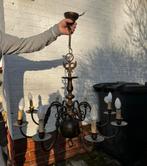 Antieke messing hanglamp / kroonluchter met adelaar, Antiek, Art Deco, Vlaams, Enlèvement, Utilisé, Métal