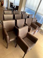 12 x bruin lederen stoelen, Huis en Inrichting, Stoelen, Vijf, Zes of meer stoelen, Gebruikt, Leer, Bruin