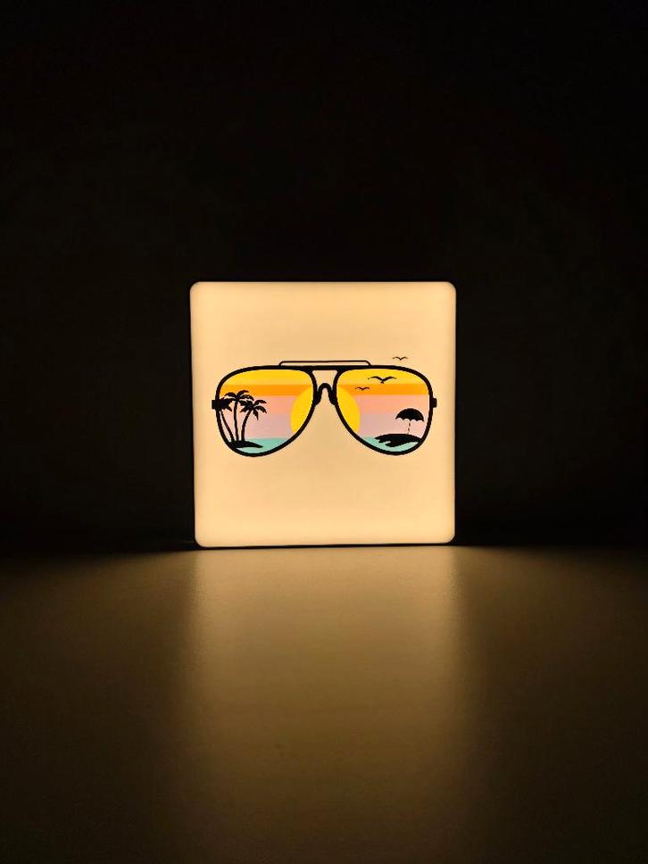 Lampe Lunettes Rétro–Palmiers &Coucher de Soleil–Déco Bohème, Caravanes & Camping, Camping-cars, Particulier, Enlèvement ou Envoi