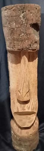 Statue totem moaï 100 cm en bois de cocotier, Ophalen of Verzenden, Hout
