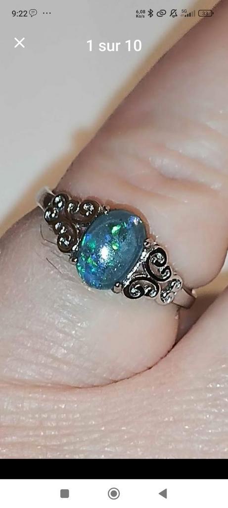 Lightning Ridge ring van opaal sterling zilver, Handtassen en Accessoires, Ringen, Nieuw, Dame, Blauw, Zilver, Met edelsteen, Ophalen of Verzenden