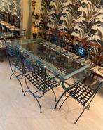 Nieuwe smeedijzeren tafel met 6 stoelen, Huis en Inrichting, Stoelen, Ophalen of Verzenden, Nieuw, Zwart, Metaal