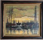 Peinture « Inondation de Vlassenbroek », G. DE LINTDECKER., Antiquités & Art, Art | Peinture | Classique, Enlèvement