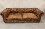 Prachtige stoere Chesterfield zetel vintage cognac, Huis en Inrichting, Ophalen of Verzenden, Zo goed als nieuw, Leer