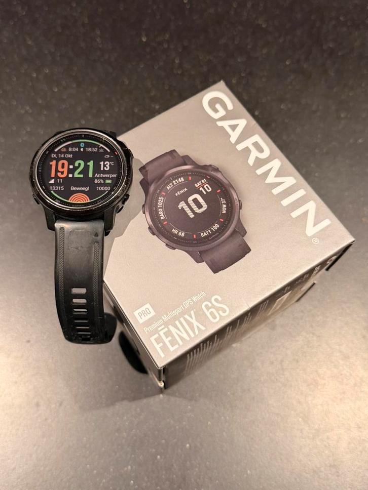 Garmin Fēnix 6S Pro – GPS Black – met doos, lader & factuur, Handtassen en Accessoires, Sporthorloges, Gebruikt, Android, Zwart