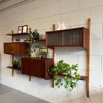 - Vintage wandmejbel, wall unit, teak -, Huis en Inrichting, Kasten | Wandmeubels, Ophalen of Verzenden
