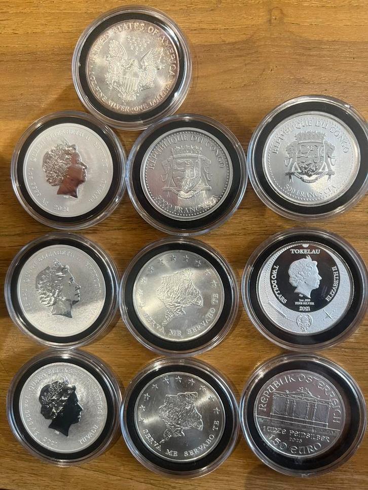 10 pièces de 1oz .999, Timbres & Monnaies, Métaux nobles & Lingots, Argent, Enlèvement