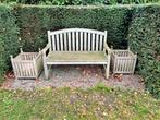 Teak houten bank en bloembakken, Tuin en Terras, Ophalen, Gebruikt