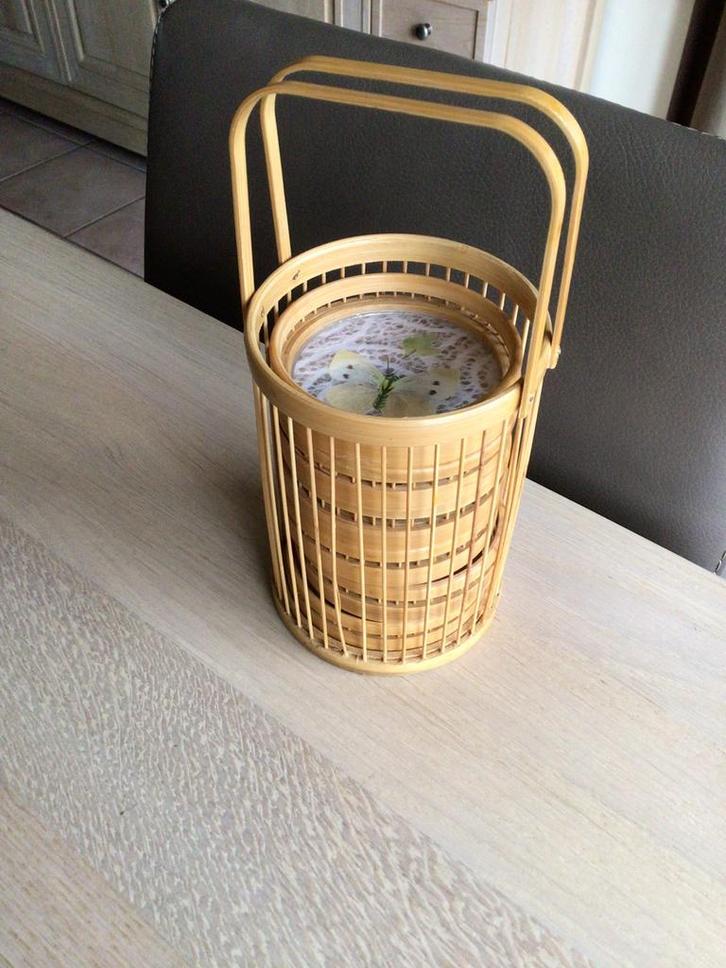 Vintage bamboe onderzetters met vlinders, Antiek en Kunst, Antiek | Woonaccessoires, Ophalen of Verzenden