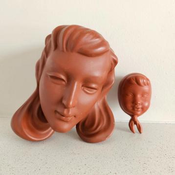 Vintage set terracotta wandhoofden - Gmunder Keramik beschikbaar voor biedingen